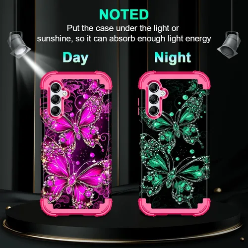 Vista 3 de Casetego Funda compatible con Galaxy A15 5G, que brilla en la oscuridad, tres capas, resistente, resistente, a prueba de golpes, protección