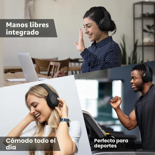 Vista 8 de PowerLocus Auriculares Bluetooth Sobre la Oreja, 60H Tiempo de Reproducción, 4 Modos EQ Auriculares Inalámbricos con Micrófono, Auriculares