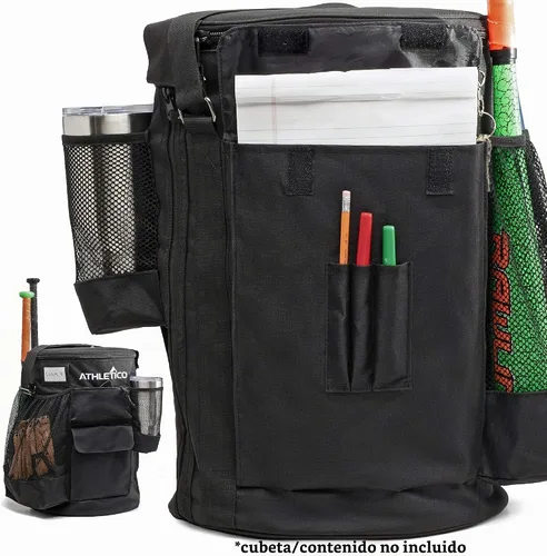 Vista 4 de Athletico Organizador de cubierta de cubo de béisbol - Bolsa de cubo de béisbol con asiento acolchado (negro)