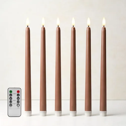 Vista 16 de Velas cónicas sin llama negras con control remoto, velas LED parpadeantes que funcionan con pilas, juego de 6