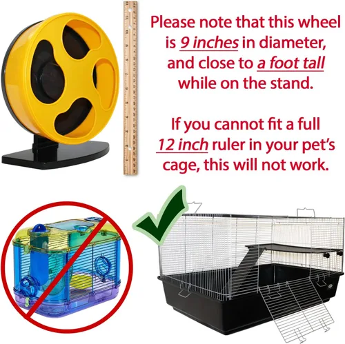 Vista 2 de Silent Runner 9 pulgadas + pista de arena + accesorio de jaula – Juego de ruedas de ejercicio para mascotas – para hámsters robo, hámsters sirios