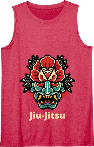 Vista 14 de Máscara de demonio de rosa japonesa Oni Mask jiu-jitsu Tank Top Negro