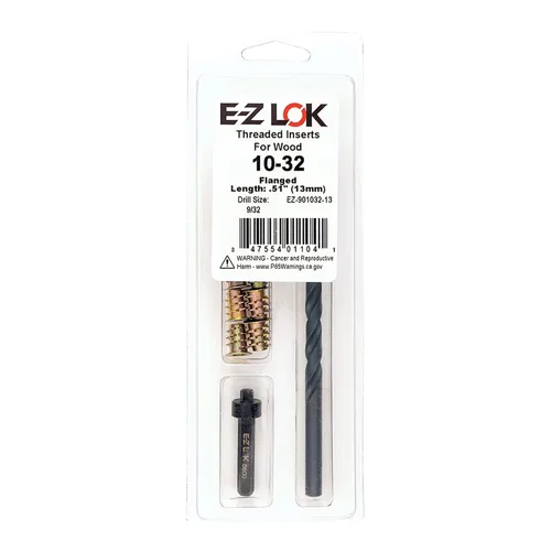 Vista 28 de E-Z LOK Kit de reparación de rosca hexagonal E-Z para insertos roscados con brida para madera blanda 1/4-20 x 13mm, perforador, herramienta