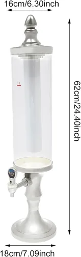 Vista 2 de Dispensador de torre de cerveza de 3 litros con tubo de hielo y dispensador de cerveza de mesa ligera, 3.2 cuartos de galón /102 onzas, dispensador