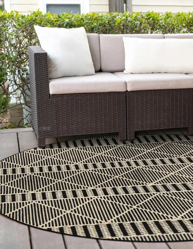 Vista 15 de Unique Loom Outdoor Trellis Collection - Alfombra de área - Dalyan (2 x 3 pies, rectangular, negro/natural)