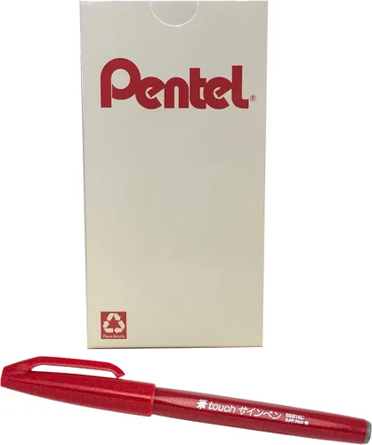 Vista 15 de Bolígrafo con punta de pincel Pentel, tinta ocre. Caja de 12 (SES15 C-Y), Azul