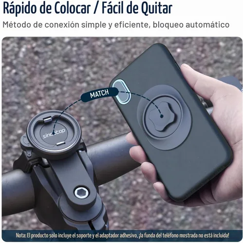 Vista 2 de sincetop Soporte universal de teléfono para bicicleta, soporte de teléfono con tapa de vástago de aluminio para bicicletas de montaña y carretera