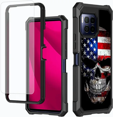 Vista 74 de Funda para T-Mobile Revvl 7 de 6.6 pulgadas con protector de pantalla, policarbonato duro de doble capa resistente y TPU suave a prueba de golpes