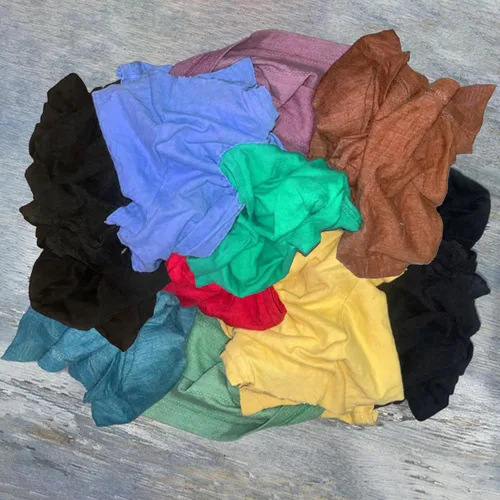 Vista 5 de Trapos de limpieza de camisetas de color reciclado (caja de 600 libras de palé de 60 x 10 libras) en trapos de algodón de color caja, perfectos