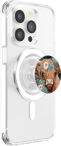 Vista 3 de Western Boho Highland Cow PopSockets MagSafe PopGrip para iPhone para amantes de las vacas de granjero