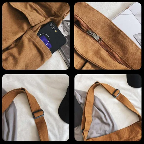 Vista 3 de Bolso cruzado Hobo de gran capacidad, bolso cruzado de lona para mensajero de viaje, bolso de hombro casual