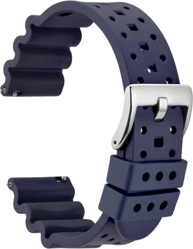 Vista 16 de WOCCI Correas de reloj de goma FKM ventiladas (no de silicona), correas de fluorogoma para relojes de buceo, liberación rápida, hebilla de acero