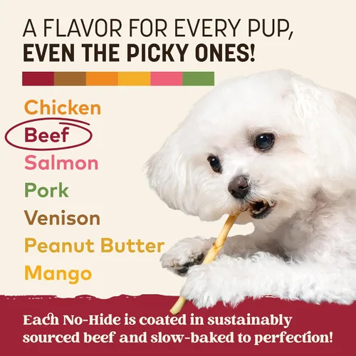 Vista 5 de Earth Animal No Hide Stix - Palitos masticables sin cuero de larga duración para perros pequeños, sabor a carne de res - Paquete de valor de 20