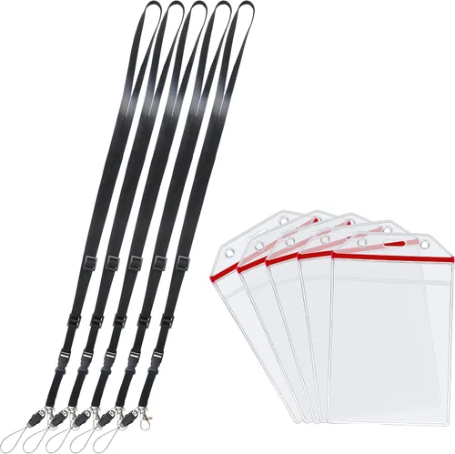 Vista 2 de 5 fundas verticales para tarjetas de identificación de Wisdompro, transparentes, resistentes, con cierre, de vinilo. Cada funda resellable incluye