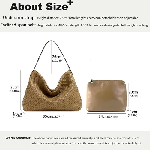 Vista 3 de JINMANXUE Bolso Boston para mujer, bolso tejido de cuero vegano, bolso de mensajero para mujer, bolso de hombro de moda, casual hobo