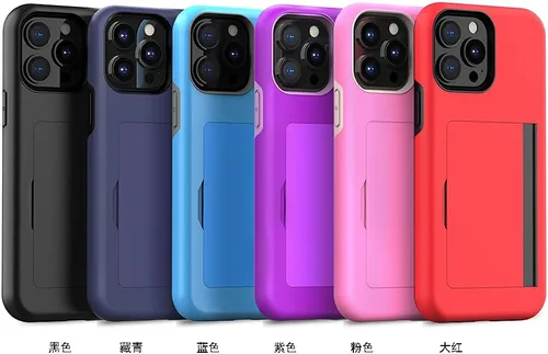 Vista 6 de Funda protectora para iPhone 13 Pro con tarjetero y ranura para tarjeta de crédito, color negro