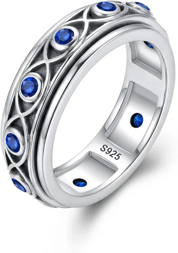 Vista 14 de POPLYKE Anillos giratorios giratorios de plata de ley para mujeres y hombres, para aliviar la preocupación y el estrés, regalo ankh
