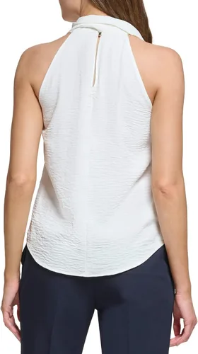 Vista 4 de Tommy Hilfiger Blusa de cuello tipo bufanda drapey para mujer