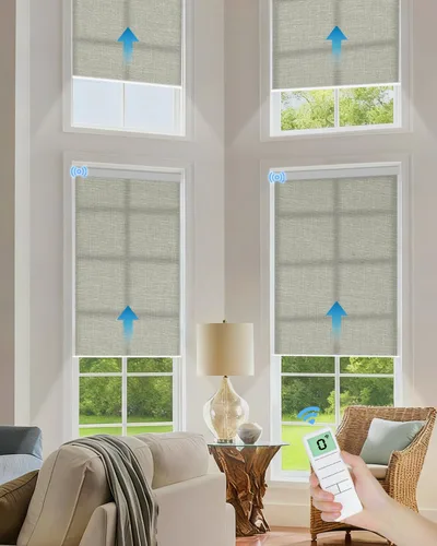 Vista 16 de Tokblind Persianas enrollables motorizadas de filtrado de luz con control remoto, persianas inteligentes para ventanas compatibles con Alexa Google
