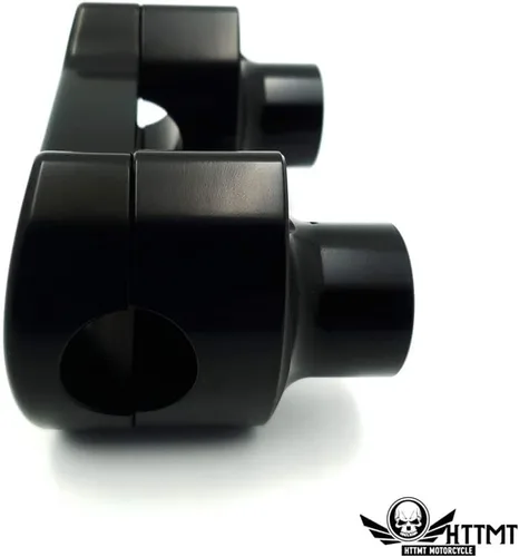 Vista 5 de HTTMT- US-TGHD-HBS009-BK- Kit de elevador/abrazadera superior de manillar resistente de 1" 1 pulgada cromado de 2" de altura compatible con Harley
