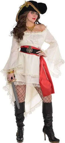Vista 3 de Vestido de doncella pirata, blanco, talla estándar, 1 pieza