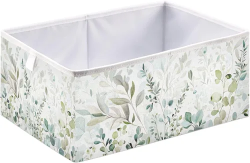 Vista 2 de Kigai Cubos de almacenamiento de hojas verdes – 11 x 11 x 11 pulgadas, cubos plegables grandes, cesta organizadora de almacenamiento para oficina