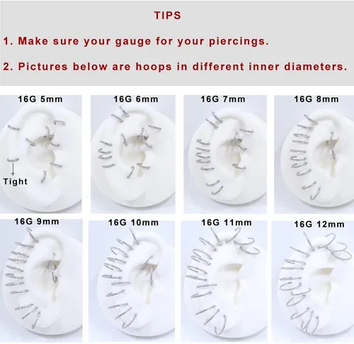 Vista 5 de Un arete de 056 onzas de zirconia cúbica transparente para cartílago 02 a 04 pulgadas acero quirúrgico 316L para septum para daith hélix caracola