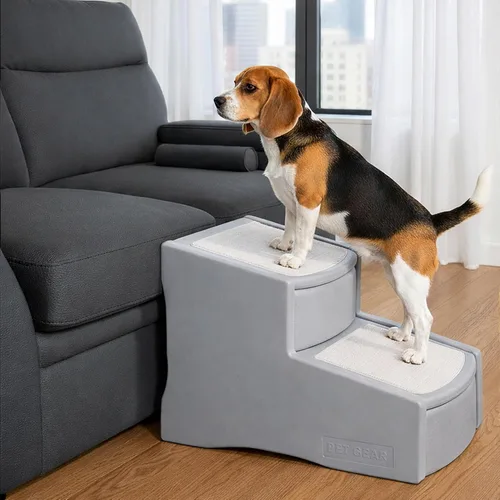 Vista 4 de Pet Gear Easy Step II - Escaleras para mascotas, grano de café, 2 escalones Para gatos/perros de hasta 150 libras, portátil, extraíble, lavable
