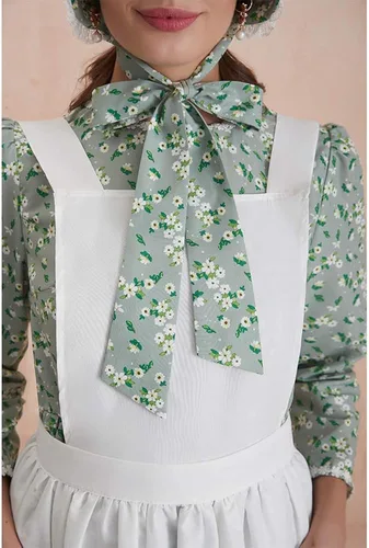 Vista 6 de Abaowedding Disfraz de pionera estadounidense para mujer, vestido histórico modesto pradera colonial floral