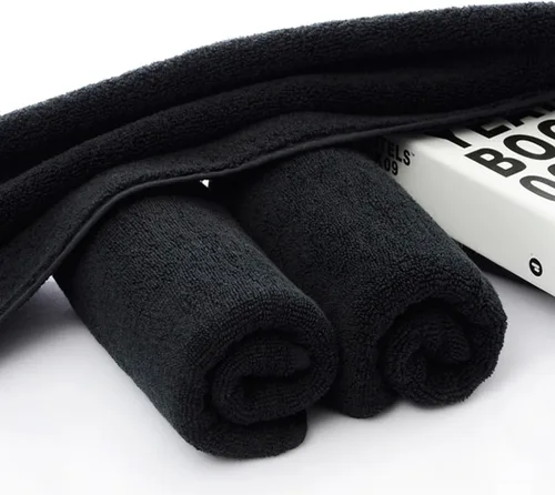 Vista 2 de JININQ Toallas de mano de 2 piezas de 700 GSM, 100% algodón para baño, cocina, belleza, spa, gimnasio, toalla facial para el hogar, toallas Negro