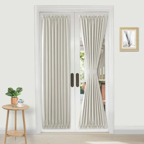 Vista 99 de DWCN Cortinas para Puertas Francesas – Cortinas opacas térmicas con bolsillo para barra para puertas con ventana de cristal, puertas de cocina
