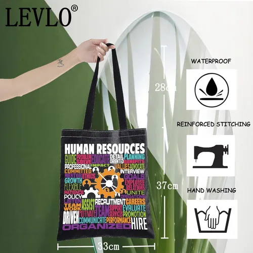 Vista 4 de LEVLO Recursos humanos Bolso de hombro del reclutador de los regalos de la lona del bolso de asas de la lona para el compañero de trabajo