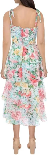 Vista 2 de Betsey Johnson vestido mediano con mangas de corbata y estampado floral para mujer