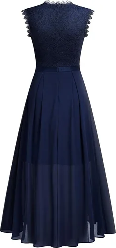 Vista 7 de Miusol Vestido largo formal de dama de honor estilo retro de encaje para mujer