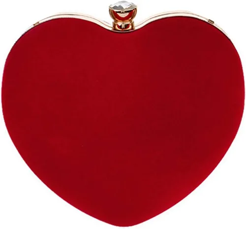 Vista 19 de Goclothod Bolso de mano en forma de corazón para mujer, bolso de hombro de terciopelo, bolsos de noche Negro