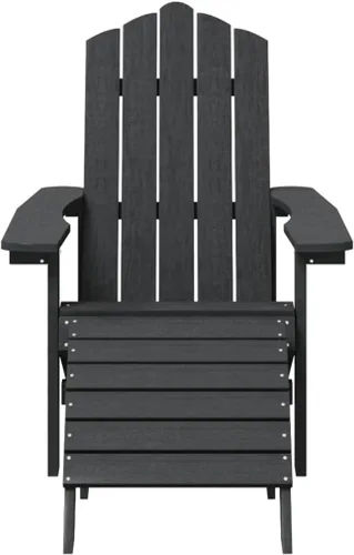 Vista 5 de Sillas Adirondack para patio con reposapiés y mesa HDPE antracita silla de patio al aire libre sillas de comedor al aire libre Sillas para Comedor