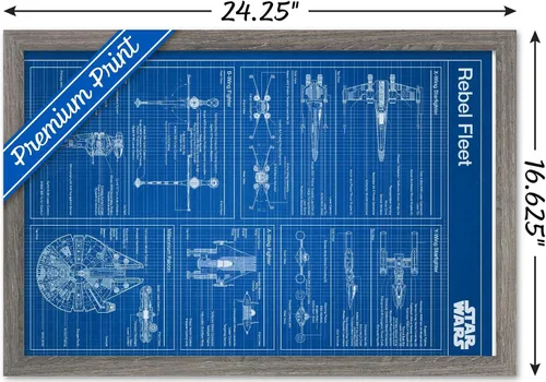 Vista 3 de Trends International Star Wars: Saga - Póster de pared con diseño rebelde, 14.725 x 22.375 pulgadas, versión enmarcada de madera de granero