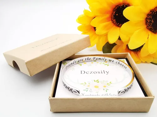 Vista 5 de Dczosily Pulseras inspiradoras para mujer, de acero inoxidable, grabadas, con mantra motivacional, regalos personalizados para mamá, hija, hermana