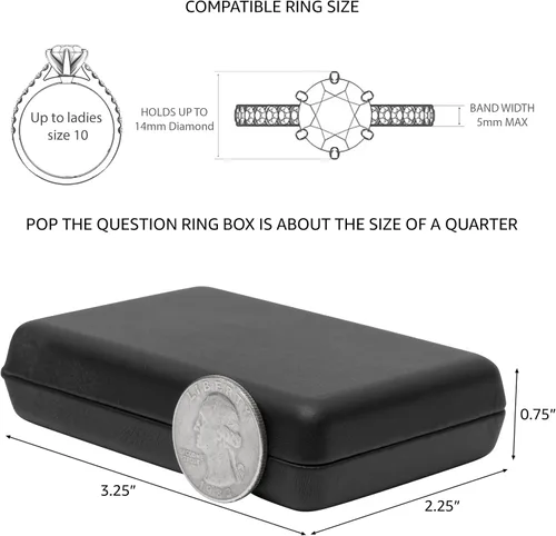 Vista 2 de Noble Caja para anillos de compromiso Pop the Question Caja de anillo de compromiso plana y delgada para propuesta u ocasión especial