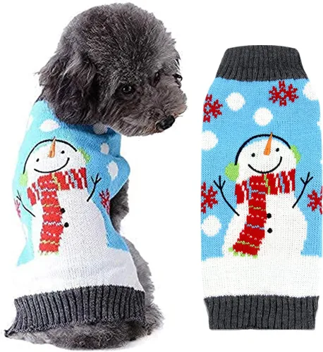 Vista 18 de Suéter de Navidad para perro, lindo suéter de punto para perro de la paz y gato, traje de Navidad feo para vacaciones, disfraz suave para otoño e
