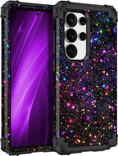 Vista 29 de Miqala Funda para Galaxy S21 FE 5G, brilla en la oscuridad, tres capas, resistente, protección a prueba de golpes, parachoques de plástico