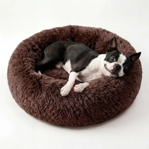 Vista 28 de Cama para perros pequeños, cama calmante para perros pequeños, antiansiedad, cama para cachorros, lavable a máquina, esponjosa, de lujo Verde militar