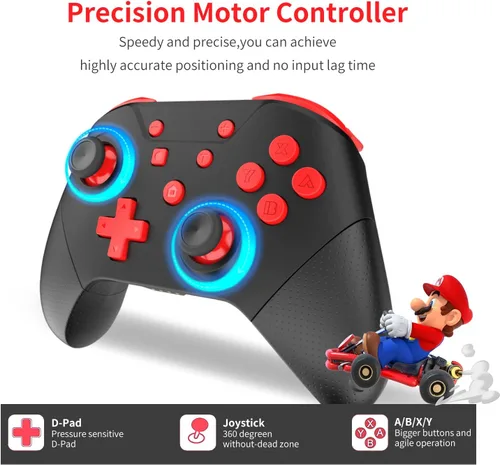 Vista 5 de GCHT GAMING Controlador de interruptor, controlador Switch Pro para interruptor inalámbrico SwitchLiteOLED con Wake Up AmiiboNFC, turbo, movimiento