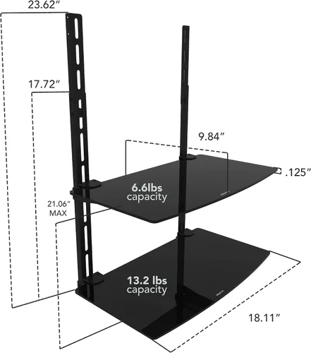 Vista 9 de mount-it. LCD, LED, Plasma TV Wall Mount Bracket para cable Box, reproductor de DVD, Stereo Componentes Shelf Negro