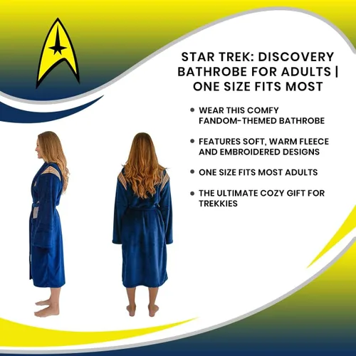 Vista 7 de Robe Factory LLC Star Trek Discovery - Bata de baño para adultos Talla única, Azul