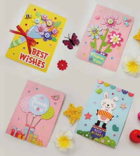 Vista 7 de Kit para hacer tarjetas, kit de tarjetas de felicitación hecho a mano para niños, niñas, niños, tarjeta de agradecimiento, tarjeta del día