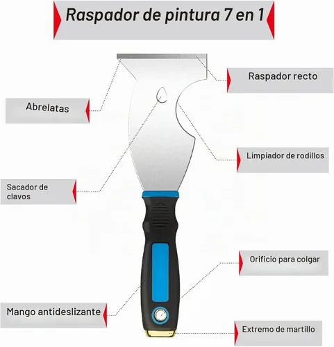 Vista 3 de Herramienta raspadora de pintura de 3 pulgadas, 3 piezas, espátula multiusos