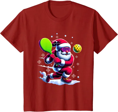 Vista 55 de Pickle Ball Navidad Santa Deporte Jugador Padel Raqueta Snow Camiseta Negro