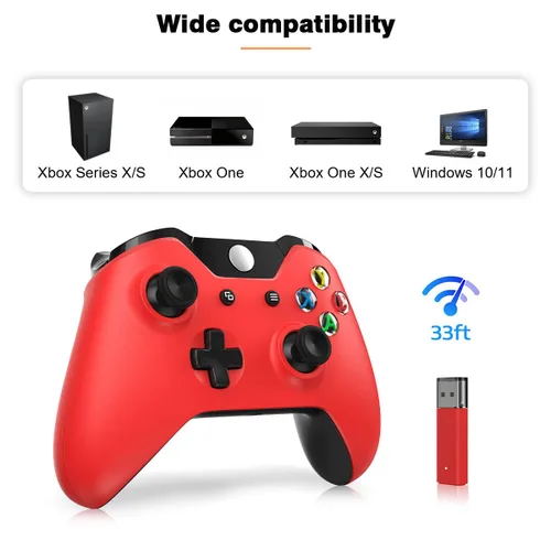 Vista 4 de Xbox Controller Wireless with 1400mAh Rechargeable Battery & Charging Cable, Xbox One Controller with 2.4GHz Wireless Adapter, Compatible with Xbox