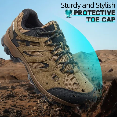 Vista 4 de CAMELSPORTS Zapatos de senderismo para hombre con parte superior baja, zapatos de senderismo para hombre, soporte de tobillo transpirable